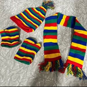 Vintage Build-a-Bear Winter Scarf, Hat, and Mittens Set